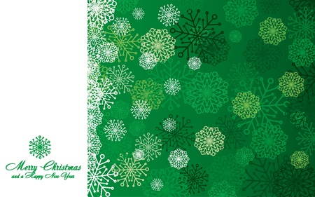 Green Christmas card with snowflakes, vector illustrationのイラスト素材
