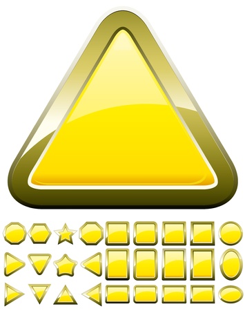 Set of 28 yellow glass buttons, glossy icons, web spheres illustrationのイラスト素材