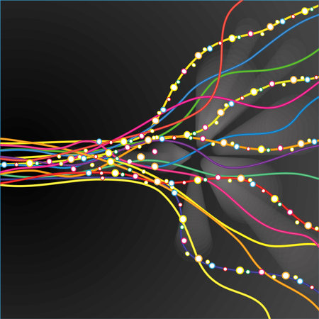 Abstract background with flowing lines and rounds on black のイラスト素材