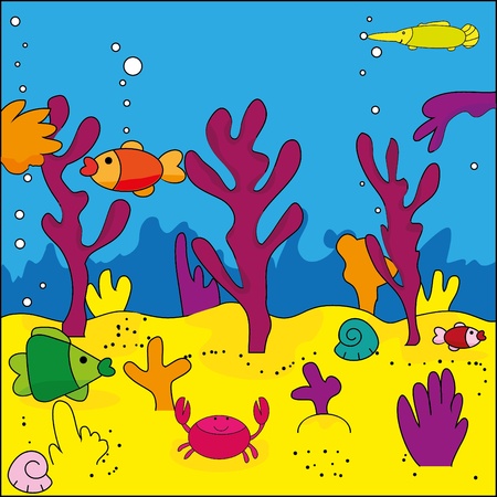 Cute illustration of sea life, marine life のイラスト素材