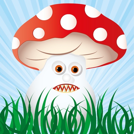 poisonous amanita waits for it`s victims in the grass in forest のイラスト素材