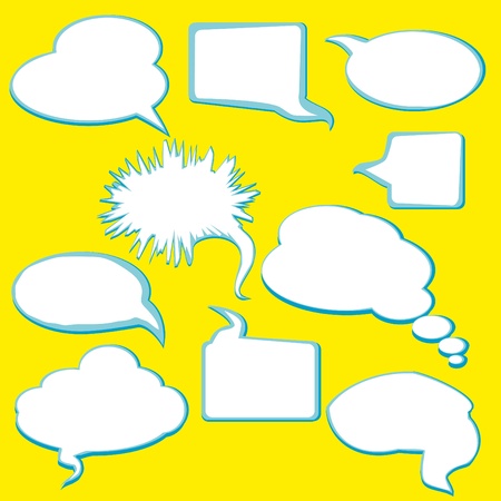 Talking bubble set, comic style speech bubbles collection. Funny design items illustration. のイラスト素材