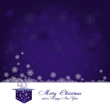 Blue christmas background with gift box and snowflakes, vector illustrationのイラスト素材
