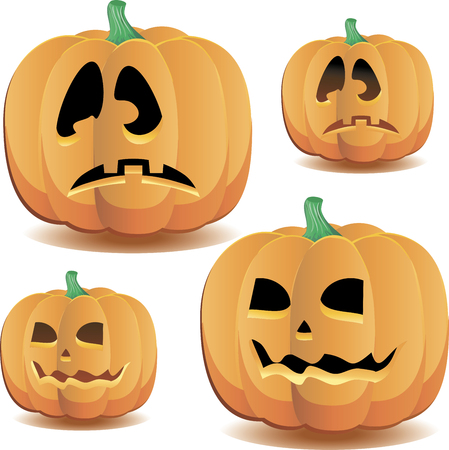 Halloween pumpkins set 2, vector illustrationのイラスト素材