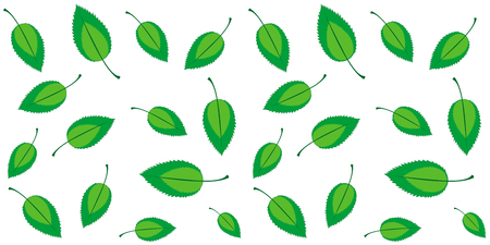 Fresh spring seamless eco background with green  leaves isolated on white, no gradient, vector illustrationのイラスト素材