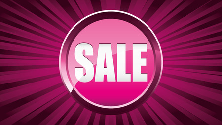 Pink girly sale announcement background with white text in round glitter button, 16:9 ratio, vector illustrationのイラスト素材