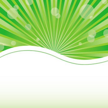 Green abstract card template with sun baubles and blank place for text, vector illustrationのイラスト素材