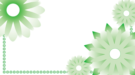 Horizontal soft eco background with gentle green flowers, vector illustrationのイラスト素材