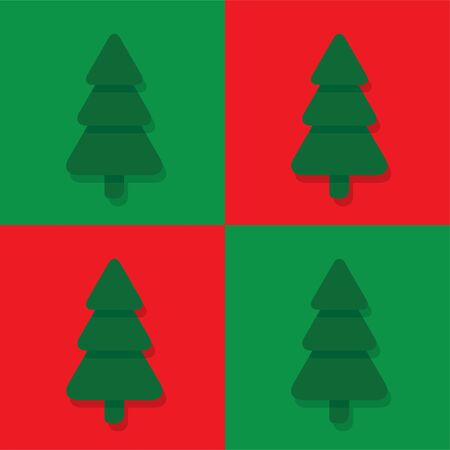 Seamless flat christmas pattern with fir trees on red and greenのイラスト素材