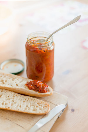 Rustic Chutney and Ciabatta Tomato Sauce Snack