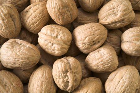 Several walnuts viewed from aboveの写真素材
