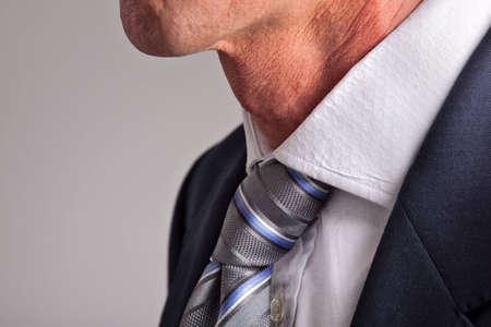 Deatail shot of businessman's collar and tieの写真素材
