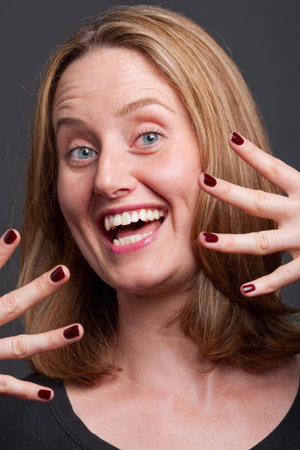 Woman improvises using her jazz handsの写真素材