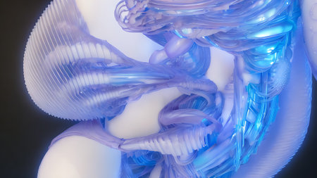 3D Illustration of the anatomy of the human digestive system.の素材