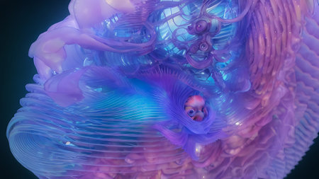 3d illustration of abstract geometric composition,digital art works. Computer generated graphics.の素材