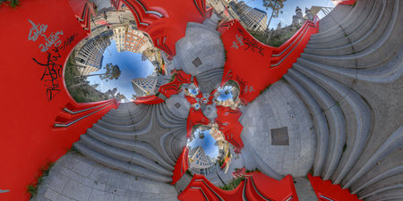 Fractal 3D illustration of abstract geometric composition, digital art works. Mathematical warp.の写真素材