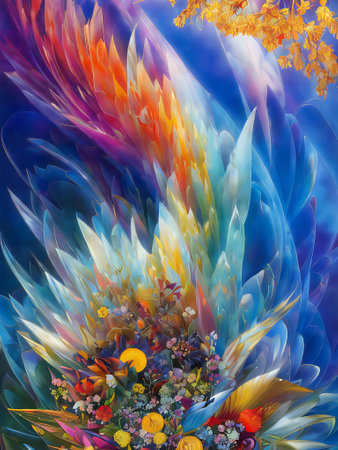Abstract fractal background. Digital painting. 3D rendering. Computer generated graphics.の素材