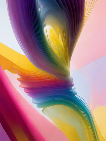 abstract colorful background with smooth lines in rainbow colors, digitally createdの素材