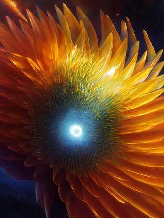 Abstract flower in space, computer generated abstract background, 3D renderの素材
