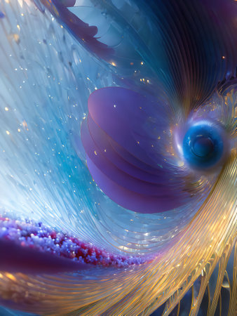 3D surreal illustration. Sacred geometry. Mysterious psychedelic relaxation pattern. Fractal abstract texture. Digital artwork graphic astrology magicの素材