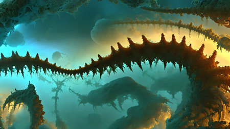 3d abstract fractal background a computer-generated 2D illustrationの素材