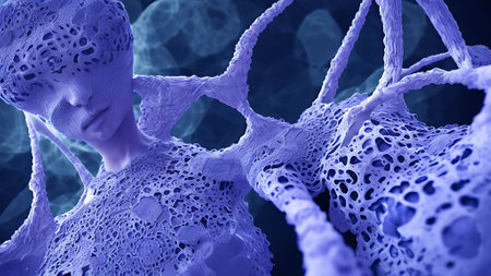 Digital Illustration of a DNA Structure in a Science Concept. 3D Renderingの素材