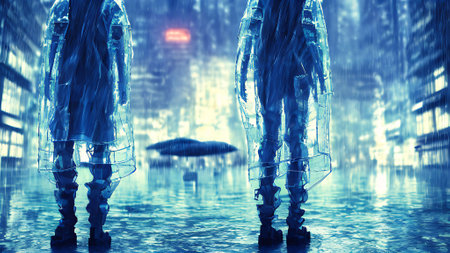 Astronaut and alien in outer space. 3D rendering.の素材