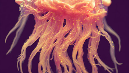 Jellyfish floating in the water. Jellyfish is a small, semiprecious, semiprecious jellyfish.の素材
