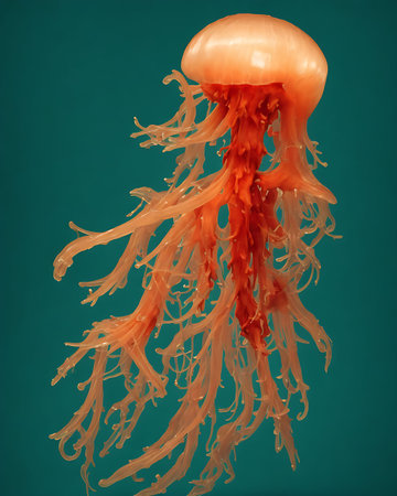 Jellyfish isolated on a green background. 3d render.の素材