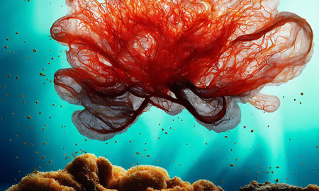 3d render of jellyfish in water. Underwater world.の素材