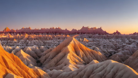 Bardenas Reales at sunset, Navarra, Spainの素材