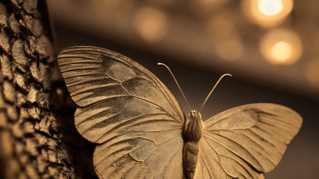 Butterfly on a wall with bokeh in the backgroundの素材