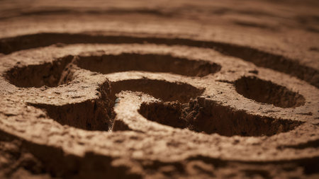 Close-up image of a stone wall with a hole in itの素材