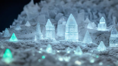 3d illustration of a miniature city in the snow. 3d renderingの写真素材