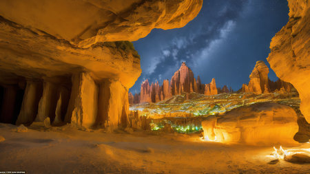 Fantasy alien planet. Mountain and sandstone. 3D illustrationの素材