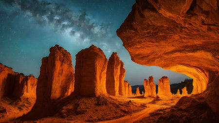 Night view of the Pinnacles rock formation in Bryce Canyon National Park, Utah, USAの素材