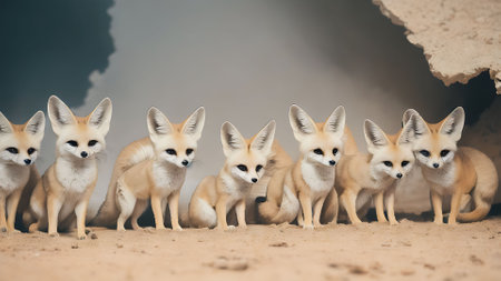Group of fennec fox (Vulpes vulpes) in the zooの素材