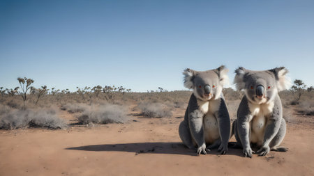 Couple of koalas in the desert of Namibia.の素材