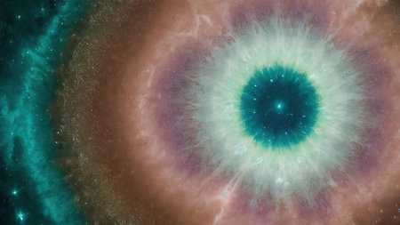 Nebula and stars in outer space. Sacred geometry. 3D renderingの素材