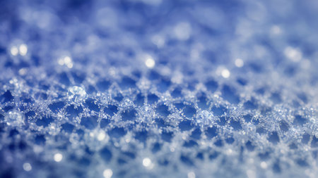 Macro closeup of blue lace fabric with water droplets.の素材