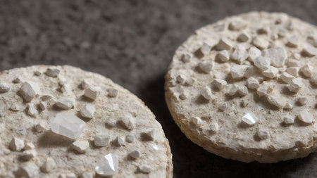Ceramic loofah or pumice on gray backgroundの素材