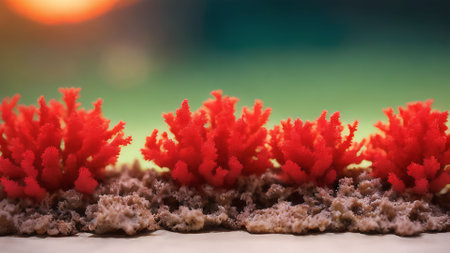 Red coral on the beach in the evening. Underwater world.の素材