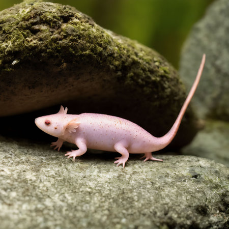 Pink gecko on a stone in the rainforest of Thailand.の素材