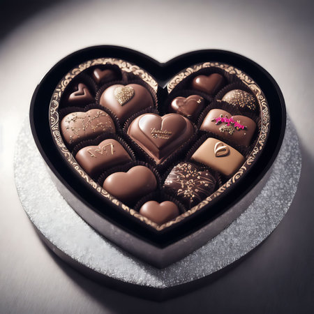 Heart-shaped box of chocolates for Valentine's Day.の素材
