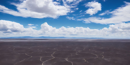 Salt desert and blue sky with white clouds. Altiplano, Boliviaの素材