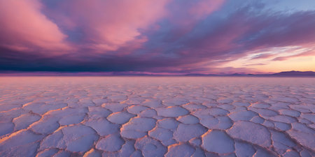 Sunset over the Salt Flats of the Dead Sea in Israelの素材