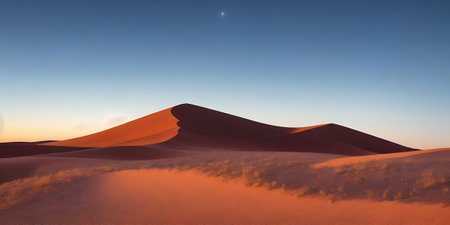 Sand dunes in the desert at sunset. 3d render illustrationの素材