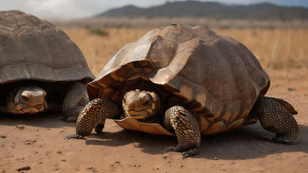 African spurred tortoise (Geochelone sulcata) in Namibiaの素材