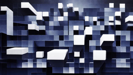 Abstract 3d rendering of chaotic cubes. Futuristic background with geometric shapes.の素材