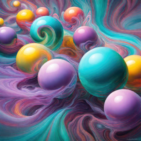 abstract background with colorful balls. 3d rendering, 3d illustration.の素材